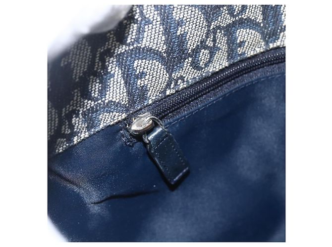 Borsa a Spalla in Tela Trotter Christian Dior Blu Navy Argento Auth ki6178 - vista 20
