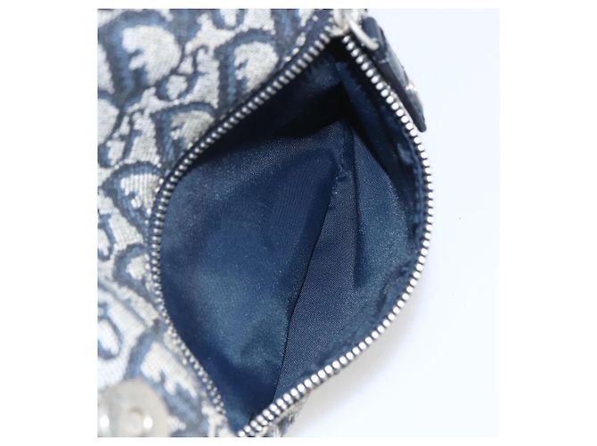Borsa a Spalla in Tela Trotter Christian Dior Blu Navy Argento Auth ki6178 - vista 24