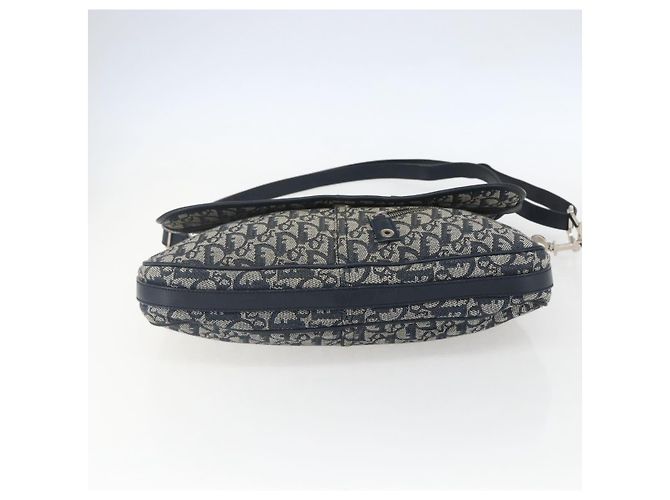 Borsa a Spalla in Tela Trotter Christian Dior Blu Navy Argento Auth ki6178 - vista 5