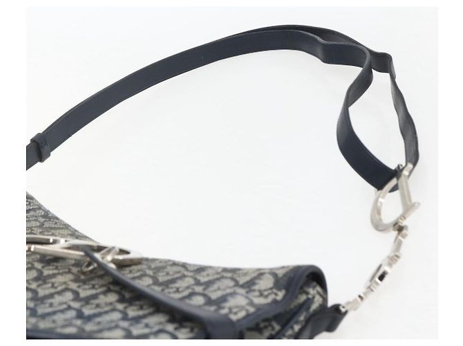 Borsa a Spalla in Tela Trotter Christian Dior Blu Navy Argento Auth ki6178 - vista 8