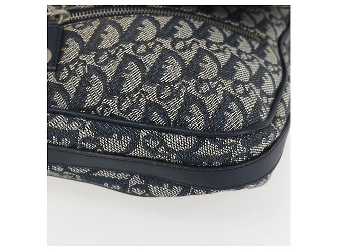 Borsa a Spalla in Tela Trotter Christian Dior Blu Navy Argento Auth ki6178 - vista 9