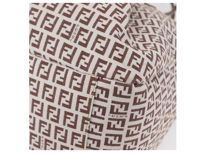 FENDI Zucchino Canvas Tote Bag Weiß Braun Auth 146551V - Ansicht 14