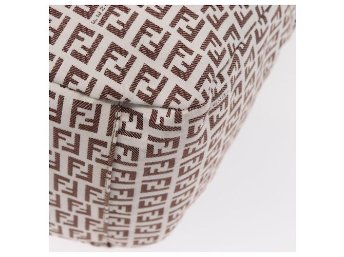 FENDI Zucchino Canvas Tote Bag Weiß Braun Auth 146551V - Ansicht 16