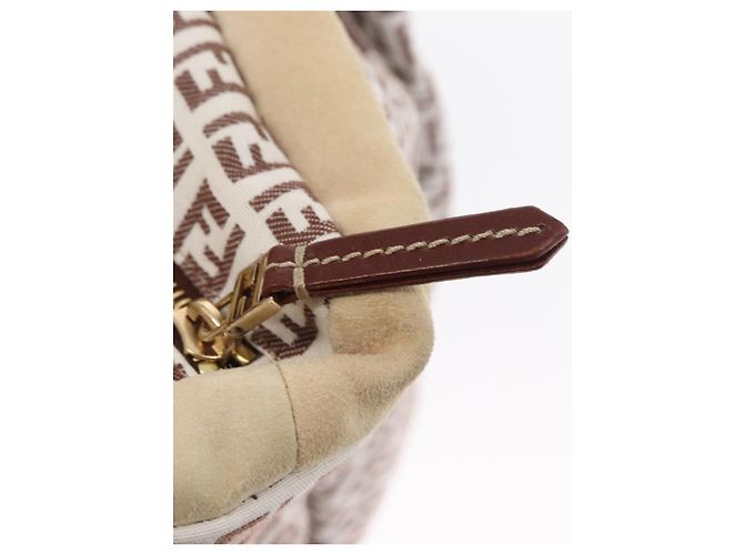 FENDI Zucchino Canvas Tote Bag Weiß Braun Auth 146551V - Ansicht 17