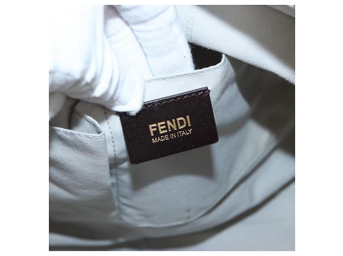 FENDI Zucchino Canvas Tote Bag Weiß Braun Auth 146551V - Ansicht 19