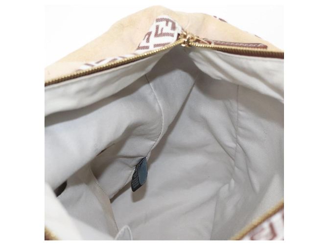 FENDI Zucchino Canvas Tote Bag Weiß Braun Auth 146551V - Ansicht 20
