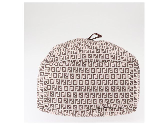 FENDI Zucchino Canvas Tote Bag Weiß Braun Auth 146551V - Ansicht 5