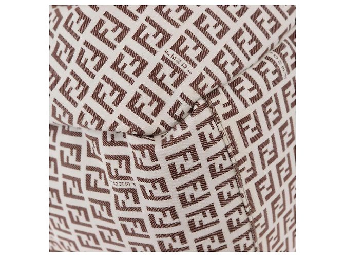 FENDI Zucchino Canvas Tote Bag Weiß Braun Auth 146551V - Ansicht 9