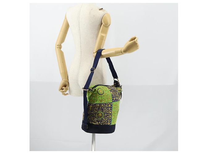 Borsa a Spalla VERSACE Cotone Verde Oro Auth yk19828 D'oro - vista 20