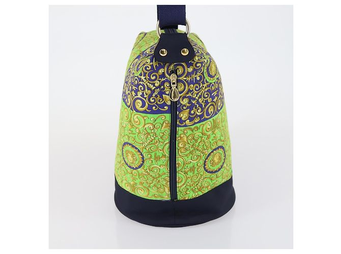 Borsa a Spalla VERSACE Cotone Verde Oro Auth yk19828 D'oro - vista 3