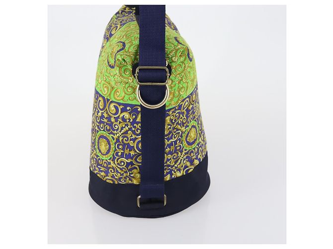 Borsa a Spalla VERSACE Cotone Verde Oro Auth yk19828 D'oro - vista 4