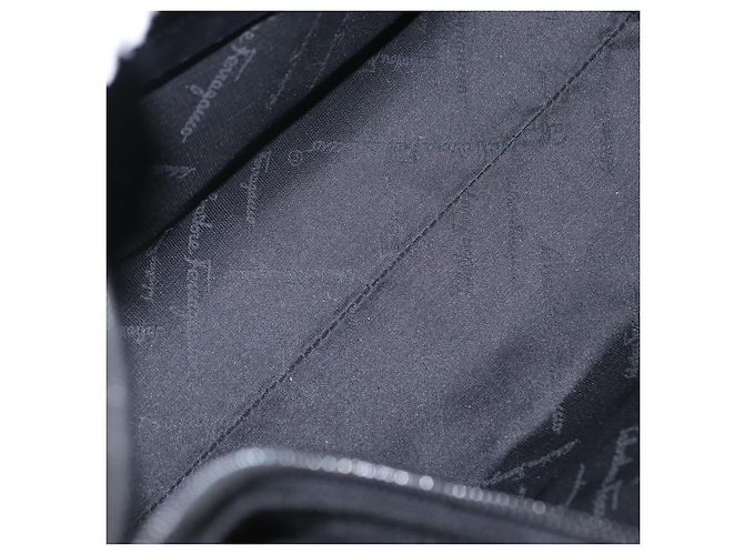 Borsa a Spalla Vala in Nylon Nero e Argento di Salvatore Ferragamo Auth ka686 - vista 11