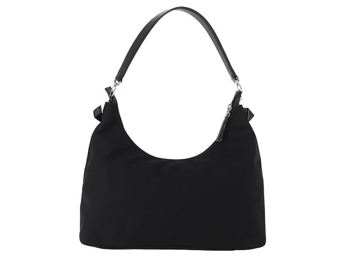 Borsa a Spalla Vala in Nylon Nero e Argento di Salvatore Ferragamo Auth ka686 - vista 2