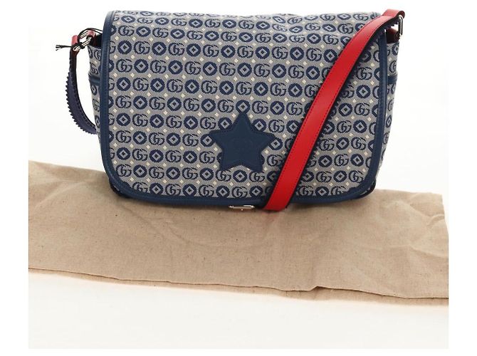 Borsa a Spalla GUCCI in Tela Blu Argento 664143 Auth BA8728SAV - vista 12