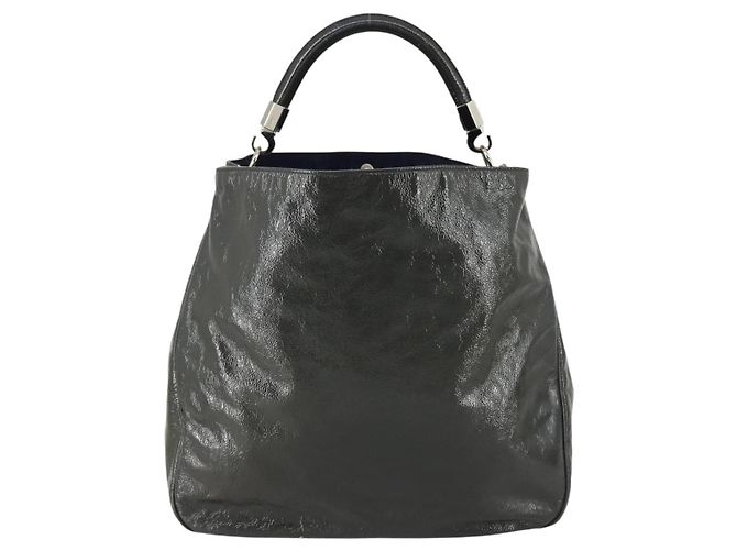 Borsa a Spalla SAINT LAURENT Smalto Khaki Argento Auth bs31200 Cachi - vista 2