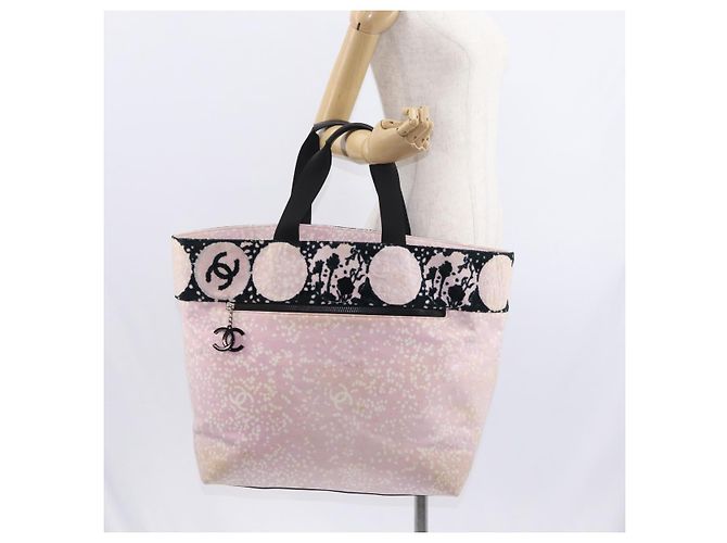 CHANEL Hochsommer Tote Tasche Canvas Leder Rosa Silber CC Auth BA8259 Pink - Ansicht 24
