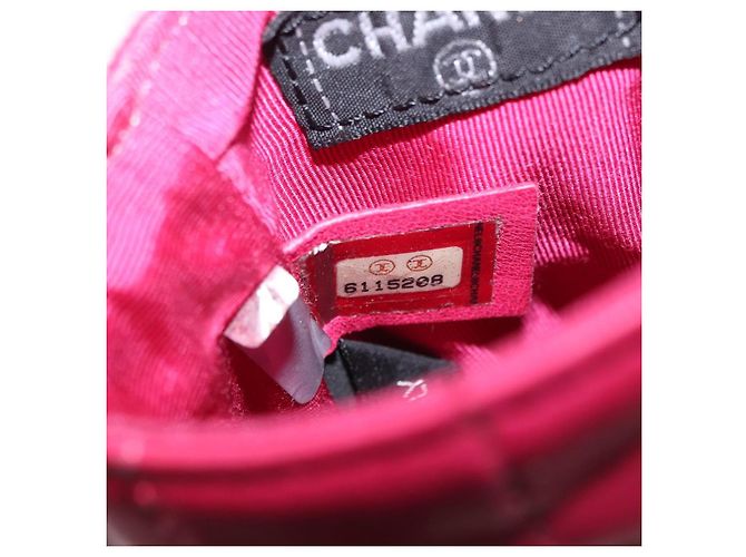 CHANEL Bolsa de Ombro Choco Bar em Couro Rosa Prata com Corrente e CC Auth BA8714 - vista 12