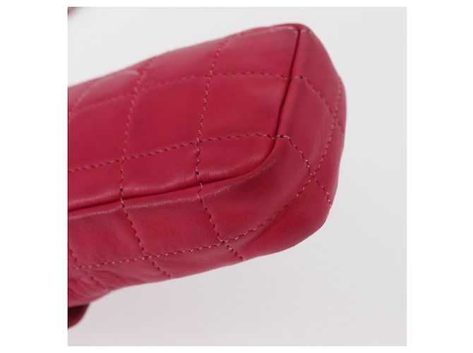 CHANEL Bolsa de Ombro Choco Bar em Couro Rosa Prata com Corrente e CC Auth BA8714 - vista 15
