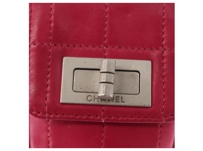 CHANEL Bolsa de Ombro Choco Bar em Couro Rosa Prata com Corrente e CC Auth BA8714 - vista 17
