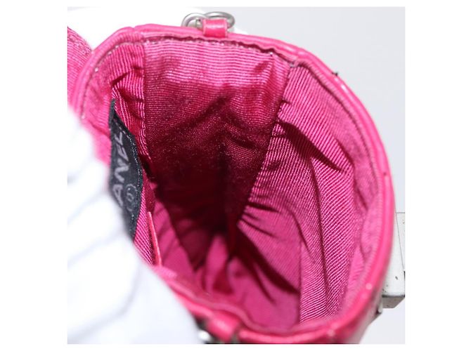 CHANEL Bolsa de Ombro Choco Bar em Couro Rosa Prata com Corrente e CC Auth BA8714 - vista 20