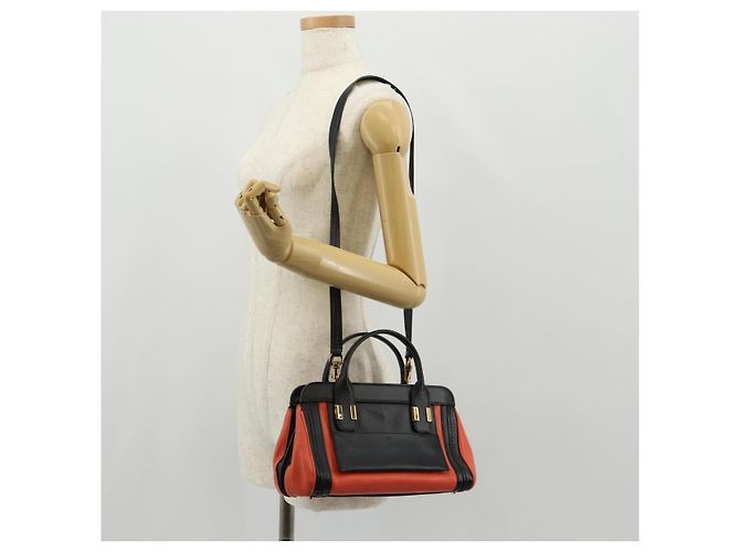 Chloé Borsa a mano in pelle Chloe Alice 2 in 1 Nero Oro Auth BA8652V D'oro - vista 26