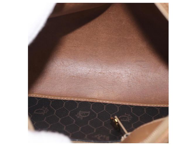 Borsa a spalla in tela a nido d'ape PVC Christian Dior nera marrone oro Auth ka647 - vista 12