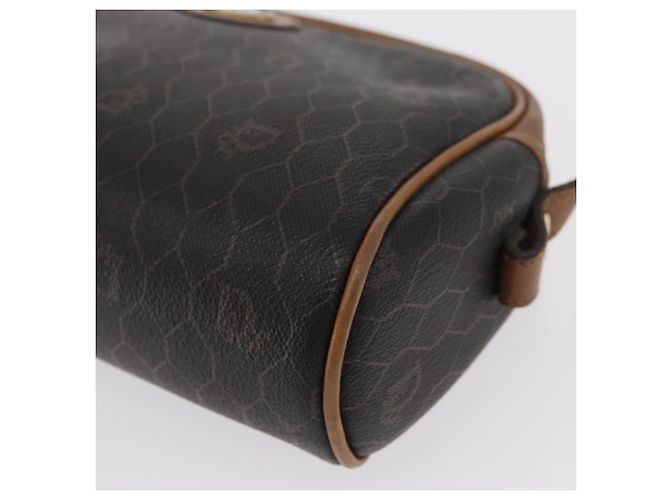 Borsa a spalla in tela a nido d'ape PVC Christian Dior nera marrone oro Auth ka647 - vista 15