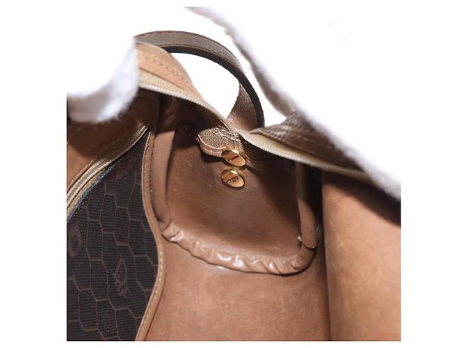 Borsa a spalla in tela a nido d'ape PVC Christian Dior nera marrone oro Auth ka647 - vista 20