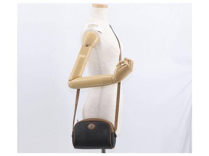 Borsa a spalla in tela a nido d'ape PVC Christian Dior nera marrone oro Auth ka647 - vista 23