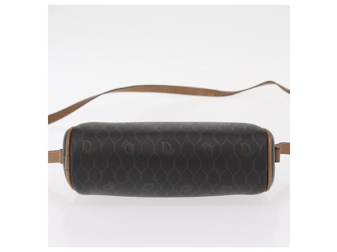 Borsa a spalla in tela a nido d'ape PVC Christian Dior nera marrone oro Auth ka647 - vista 5