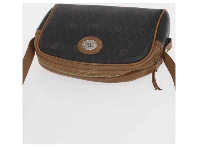 Borsa a spalla in tela a nido d'ape PVC Christian Dior nera marrone oro Auth ka647 - vista 6