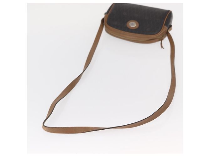 Borsa a spalla in tela a nido d'ape PVC Christian Dior nera marrone oro Auth ka647 - vista 7