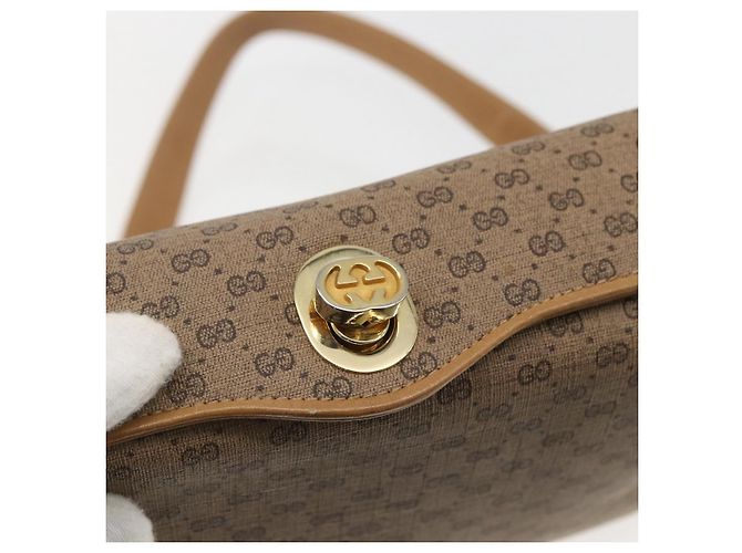 Gucci Borsa a Spalla Micro GG Supreme PVC Beige Oro 001 20 1368 Auth 156987 D'oro - vista 10