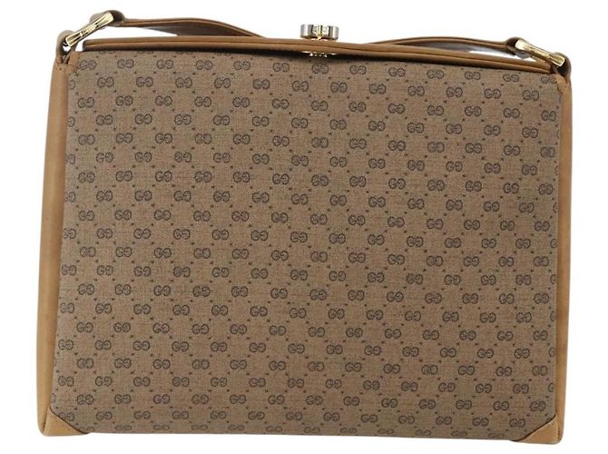 Gucci Borsa a Spalla Micro GG Supreme PVC Beige Oro 001 20 1368 Auth 156987 D'oro - vista 13