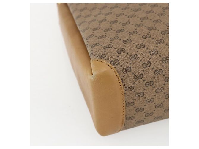 Gucci Borsa a Spalla Micro GG Supreme PVC Beige Oro 001 20 1368 Auth 156987 D'oro - vista 14