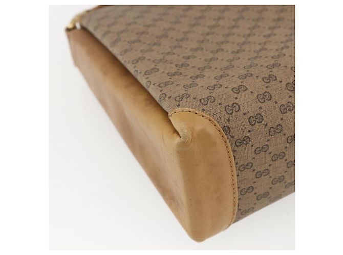 Gucci Borsa a Spalla Micro GG Supreme PVC Beige Oro 001 20 1368 Auth 156987 D'oro - vista 16