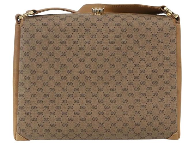 Gucci Borsa a Spalla Micro GG Supreme PVC Beige Oro 001 20 1368 Auth 156987 D'oro - vista 2