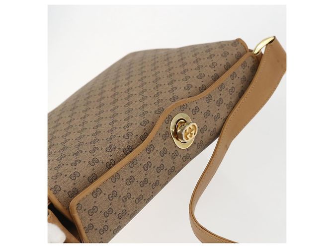 Gucci Borsa a Spalla Micro GG Supreme PVC Beige Oro 001 20 1368 Auth 156987 D'oro - vista 6