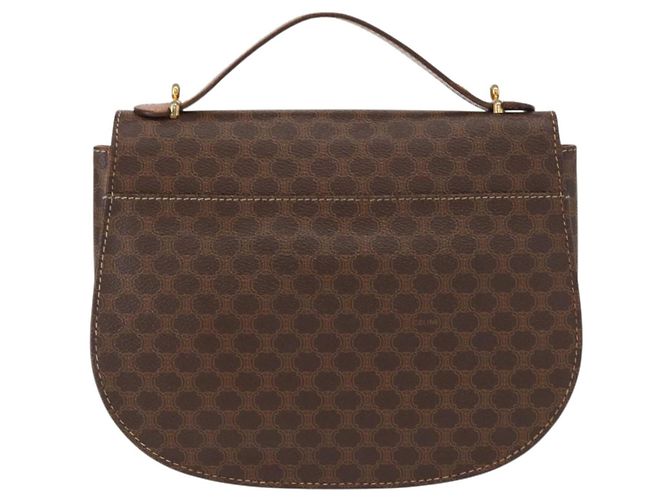 Céline Borsa a mano in tela Macadam CELINE in pelle PVC marrone oro Auth 157765 D'oro - vista 2