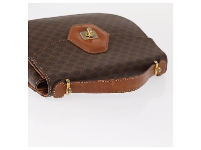 Céline Borsa a mano in tela Macadam CELINE in pelle PVC marrone oro Auth 157765 D'oro - vista 6