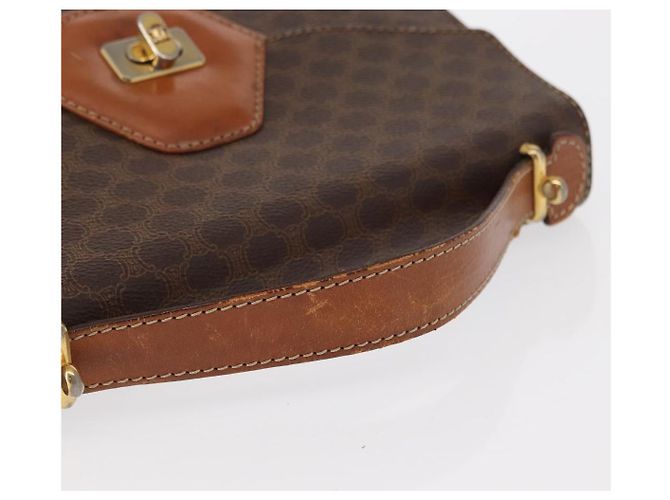 Céline Borsa a mano in tela Macadam CELINE in pelle PVC marrone oro Auth 157765 D'oro - vista 7