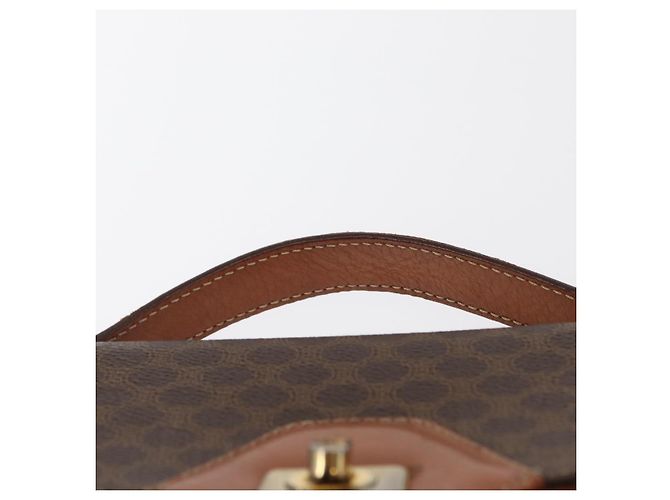 Céline Borsa a mano in tela Macadam CELINE in pelle PVC marrone oro Auth 157765 D'oro - vista 8