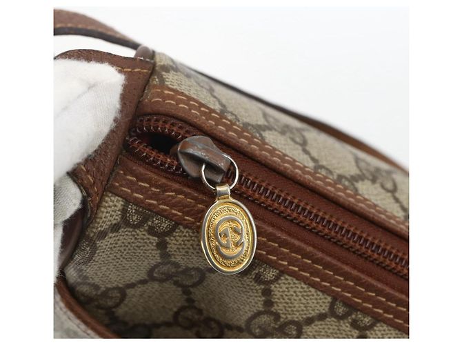Borsa Sherry Line GG Supreme Web di GUCCI in PVC beige e oro 001 58 6177 Auth 157107 D'oro - vista 17
