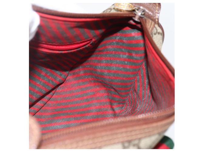 Borsa Sherry Line GG Supreme Web di GUCCI in PVC beige e oro 001 58 6177 Auth 157107 D'oro - vista 19