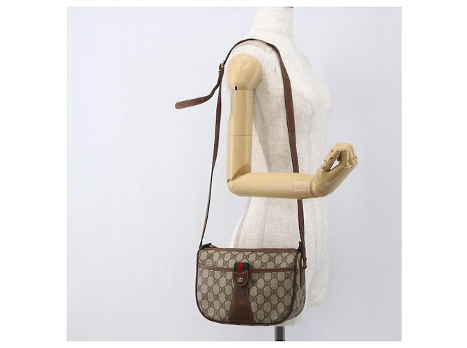 Borsa Sherry Line GG Supreme Web di GUCCI in PVC beige e oro 001 58 6177 Auth 157107 D'oro - vista 22