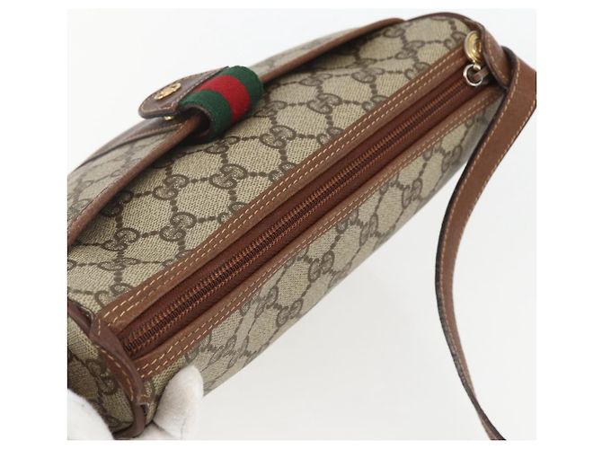 Borsa Sherry Line GG Supreme Web di GUCCI in PVC beige e oro 001 58 6177 Auth 157107 D'oro - vista 6