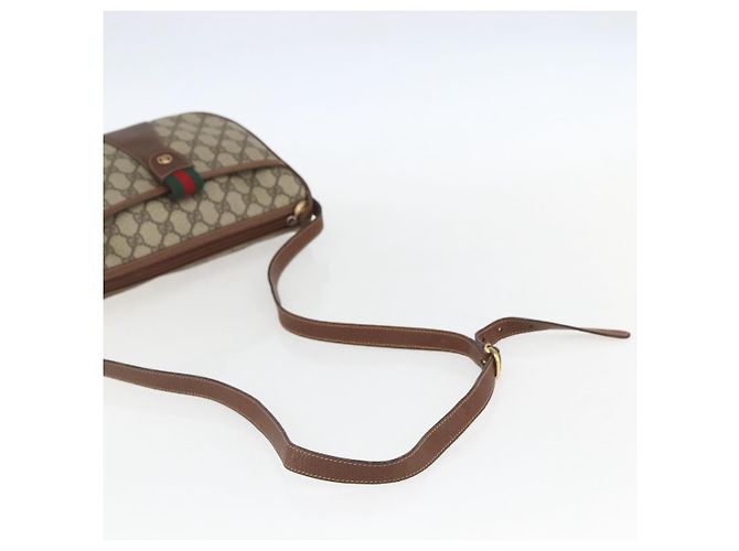 Borsa Sherry Line GG Supreme Web di GUCCI in PVC beige e oro 001 58 6177 Auth 157107 D'oro - vista 7