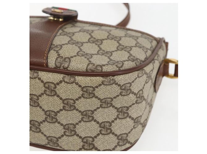 Borsa Sherry Line GG Supreme Web di GUCCI in PVC beige e oro 001 58 6177 Auth 157107 D'oro - vista 9