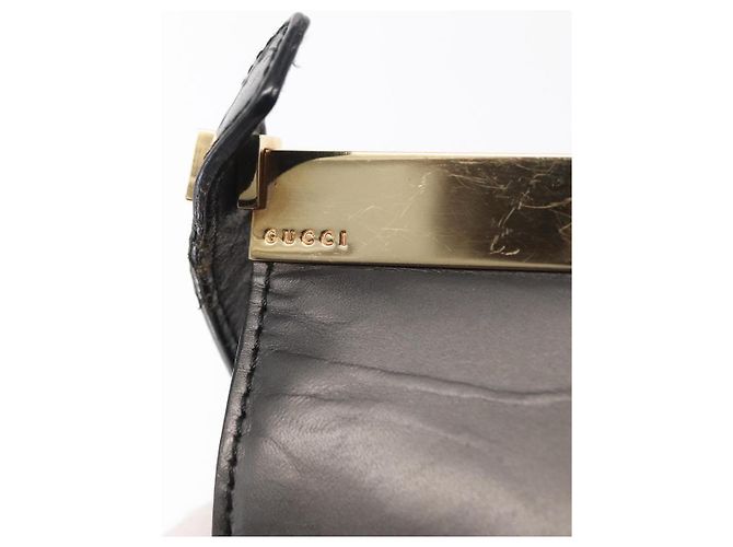 Gucci Borsa a Spalla in Pelle Nera e Oro Auth BA8638 Nero D'oro - vista 14