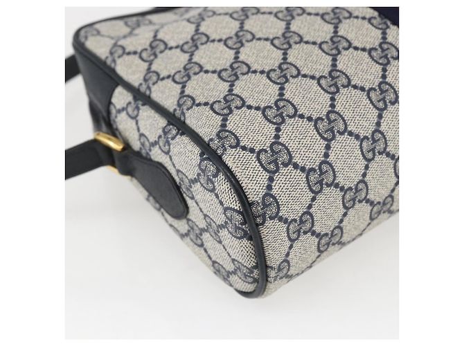 Borsa a Spalla Gucci GG Supreme Sherry Line PVC Navy Gold Auth ka697 D'oro Blu navy - vista 13